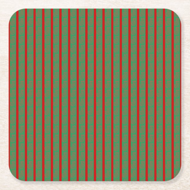 Red Green Christmas Stocking  Square Paper Coaster (Front)