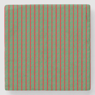Red Green Christmas Stocking Stone Coaster