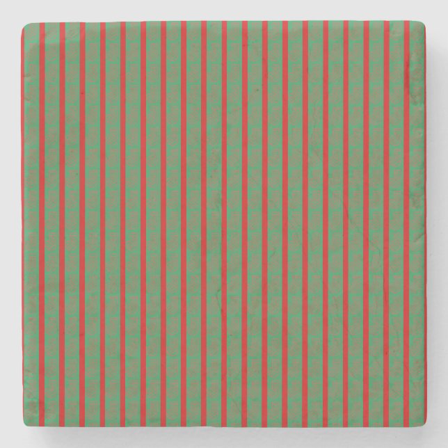 Red Green Christmas Stocking  Stone Coaster (Front)