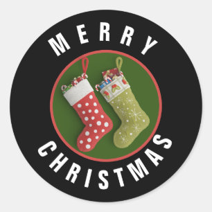 Red & Green Christmas Stockings Holiday Sticker