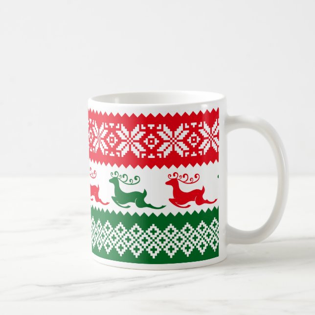Red & Green Christmas Sweater,Deer Pattern Mug (Right)