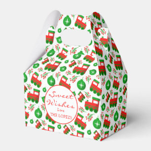 Red Green Christmas Tractors, Berries, Ornaments Favour Box