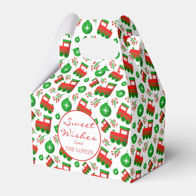 Red Green Christmas Tractors, Berries, Ornaments Favour Box (Front Side)