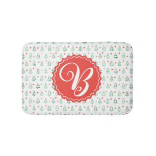 Red & Green Christmas tree Bath Mat