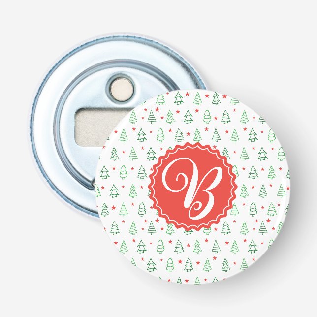 Red & Green Christmas tree  Bottle Opener (Front)