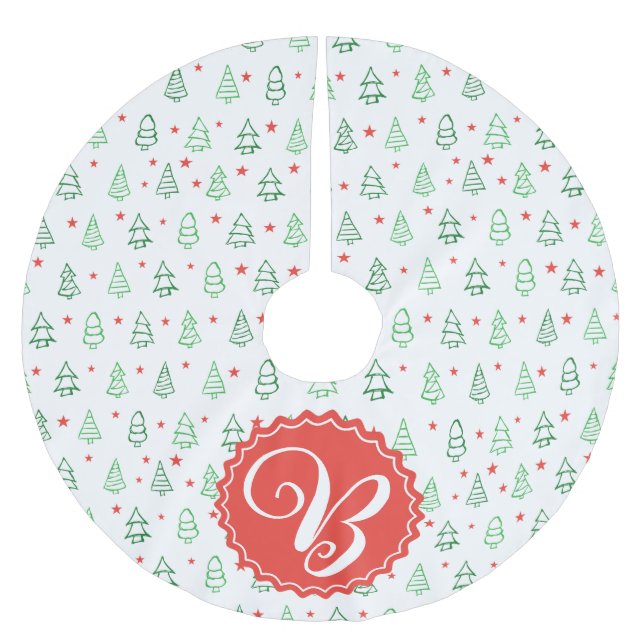 Red & Green Christmas tree  Brushed Polyester Tree Skirt (Front)