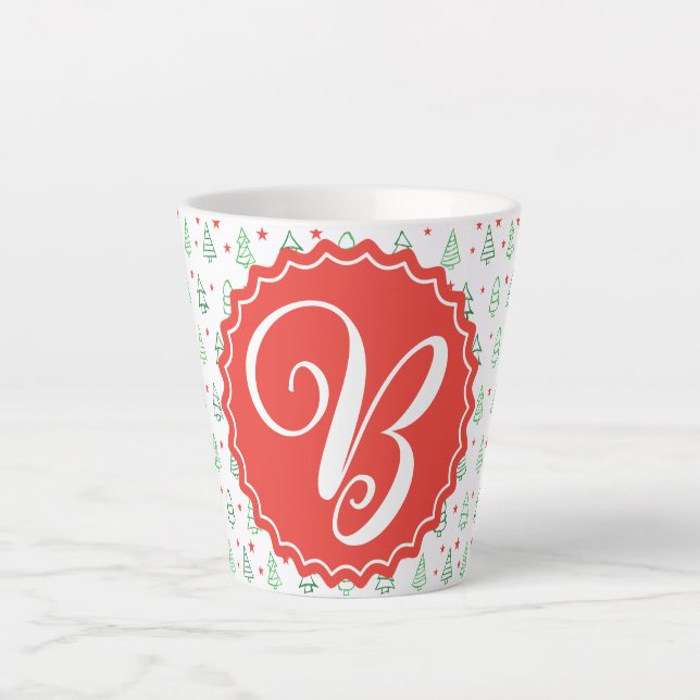 Red & Green Christmas tree  Latte Mug (Front)