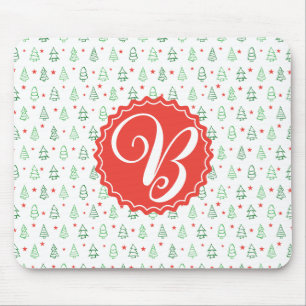 Red & Green Christmas tree Mouse Mat