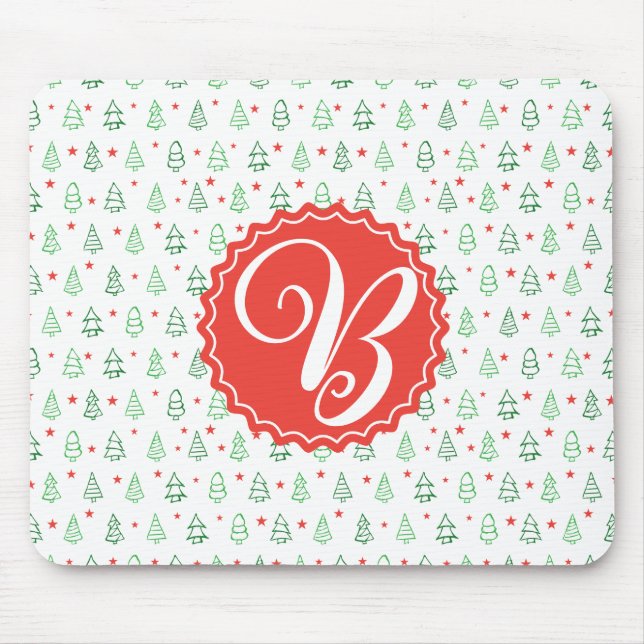 Red & Green Christmas tree  Mouse Mat (Front)