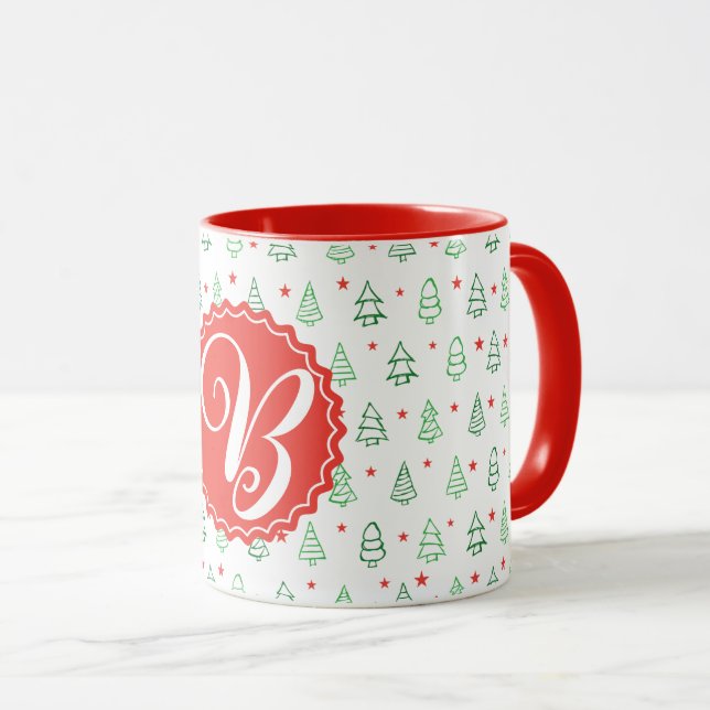 Red & Green Christmas tree  Mug (Front Right)