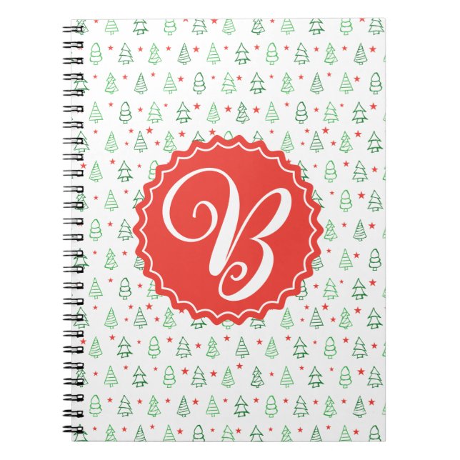 Red & Green Christmas tree  Notebook (Front)