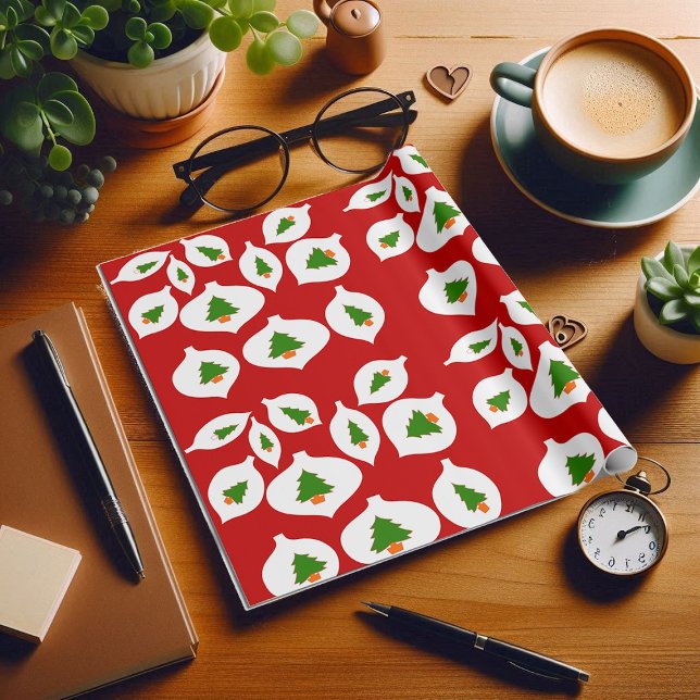 Red Green Christmas Tree Ornaments Wrapping Paper (Red Green Christmas Tree Ornaments Wrapping Paper)