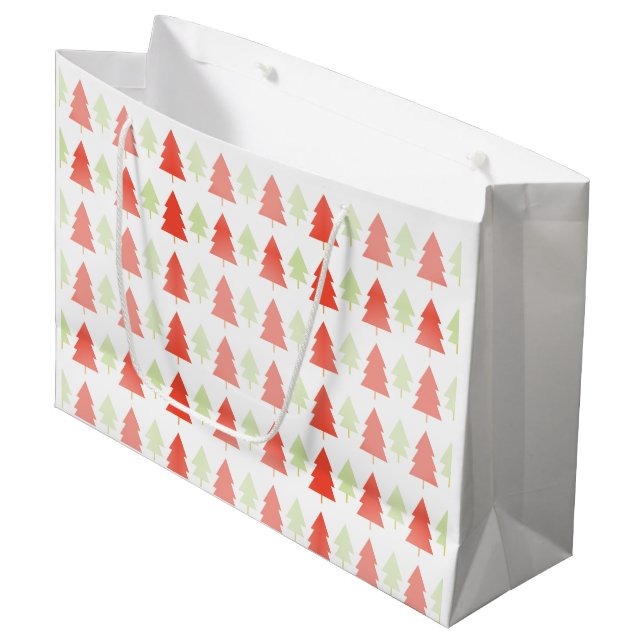 Red Green Christmas Tree Pattern  Large Gift Bag (Front Angled)