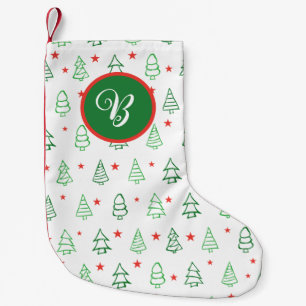 Red & Green Christmas tree Small Christmas Stocking