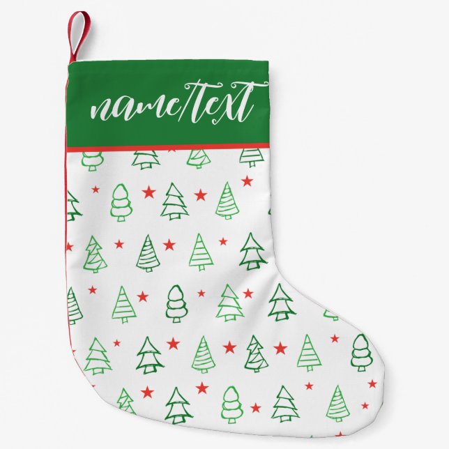 Red & Green Christmas tree  Small Christmas Stocking (Front)