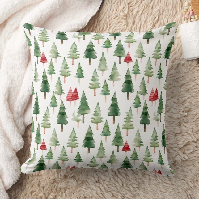 Red Green Christmas Trees Cushion (Blanket)