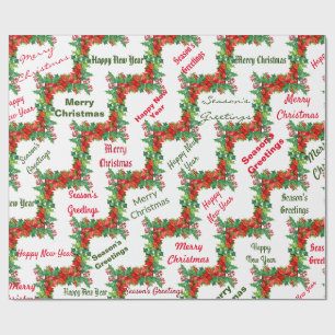 Red, Green Christmas Typographic Wrapping Paper
