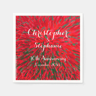 Red Green Christmas Wedding Anniversary Party Napkin