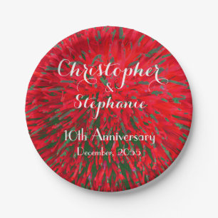 Red Green Christmas Wedding Anniversary Party Paper Plate