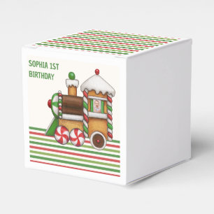 Red Green Chugga Chugga Train 1st Birthday cute  Favour Box