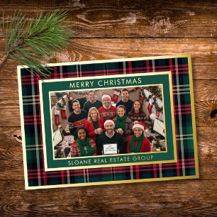 Red Green Classic Plaid Merry Christmas Photo Foil Holiday Card