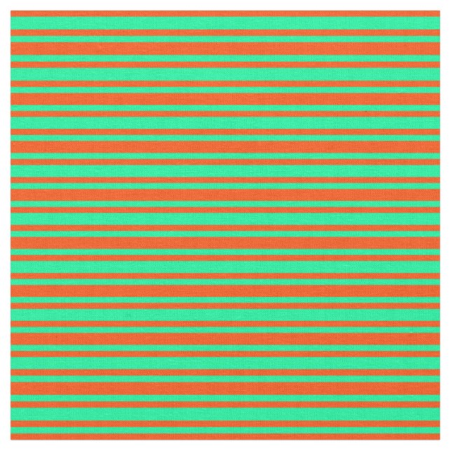 Red & Green Coloured Pattern of Stripes Fabric (Close Up)