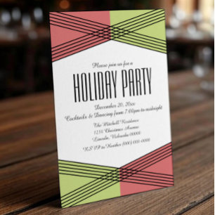 Red Green Colourful Deco Holiday Party Invite