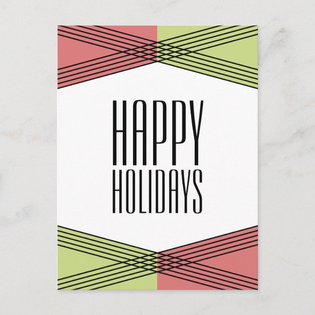Red Green Colourful Deco Holiday Postcard (Front)