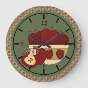 Red & Green Country Apples Round Wall Clock