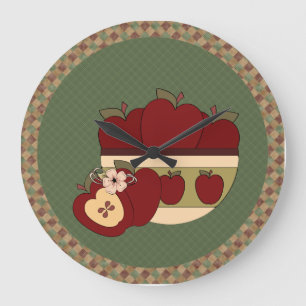 Red & Green Country Apples Round Wall Clock