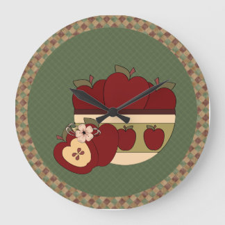 Red & Green Country Apples Round Wall Clock