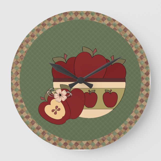 Red & Green Country Apples Round Wall Clock (Front)