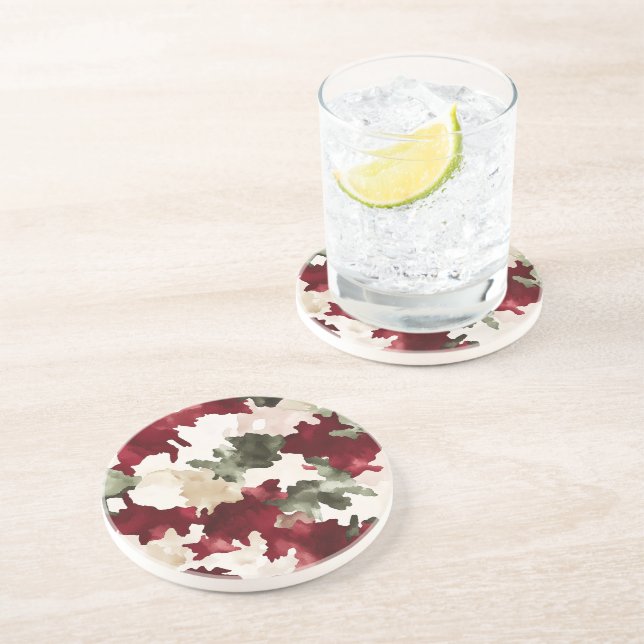 Red Green Cream Camo Coaster (Side)