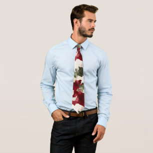 Red Green Cream Camo Tie