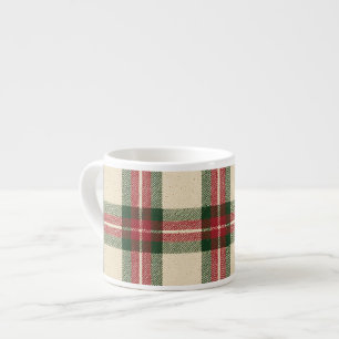 Red Green Cream Plaid Stripes Christmas Espresso Cup