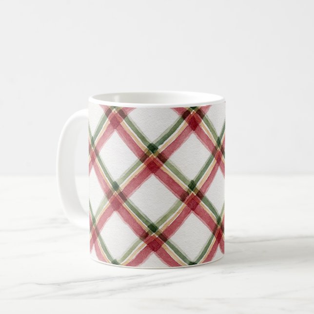 Red Green Cream Stripes Coffee Mug (Front Left)
