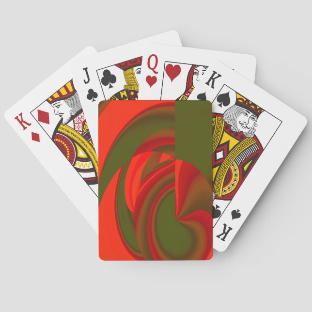 Red & Green Cubist Abstract Playing Cards (Back)