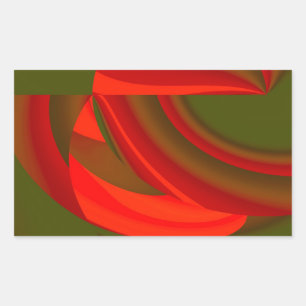 Red & Green Cubist Abstract Rectangular Sticker