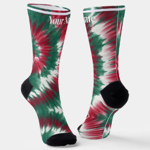 Red & green   Custom Name Socks