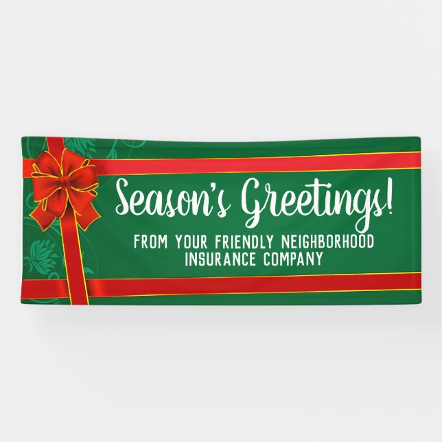 Red Green Custom Personalised Christmas Holiday Banner (Horizontal)