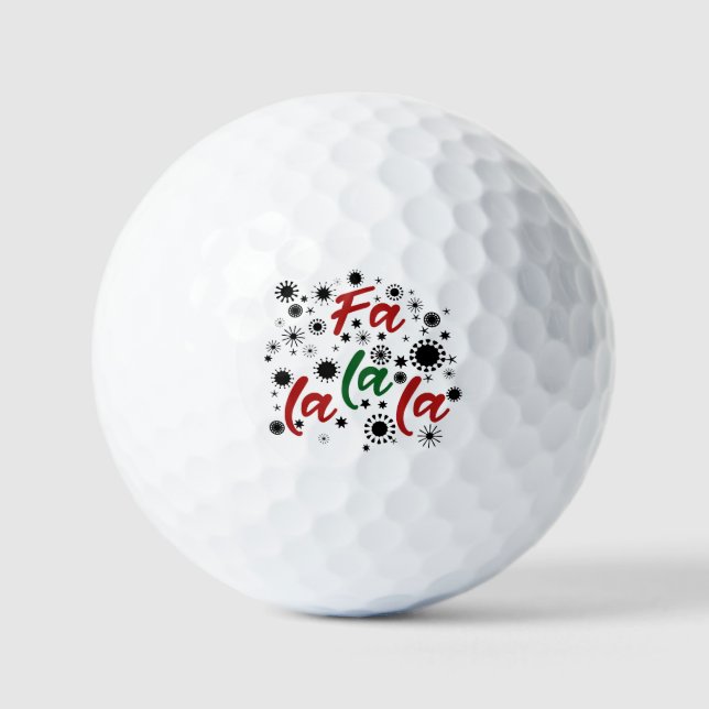 Red Green Cute Fa La La La Christmas Holiday  Golf Balls (Front)