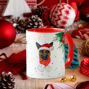 Red Green Cute German Shepherd Dog Onwer Christmas Mug