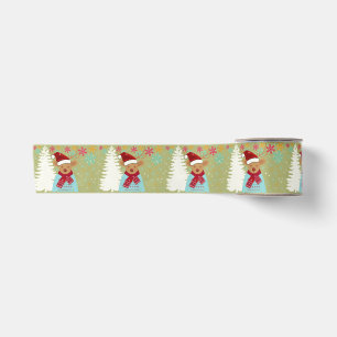 Red Green Cute Reindeer Winter Trendy Christmas Satin Ribbon