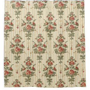 Red Green Damask Vintage Ornamental Classic Shower Curtain