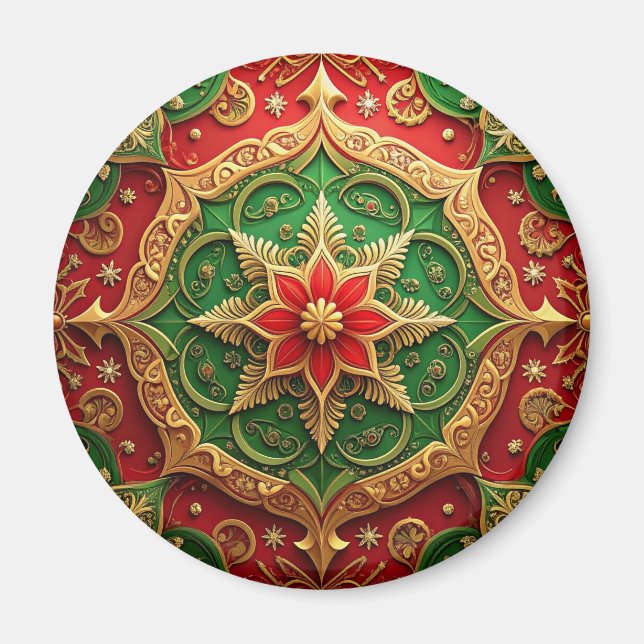 Red Green Decorative Christmas Holiday Magnet (Front)