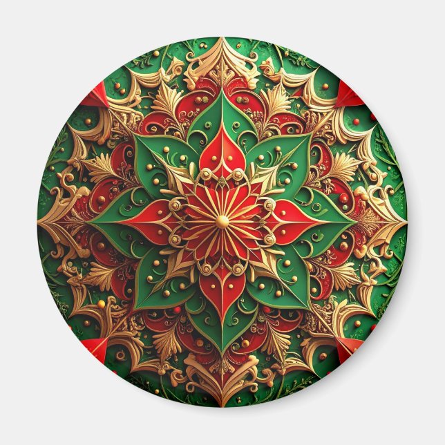 Red Green Decorative Christmas Holiday Magnet (Front)