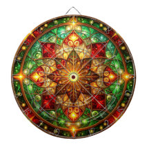 Red Green Decorative Floral Dartboard