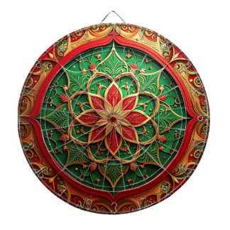 Red Green Decorative Floral Dartboard