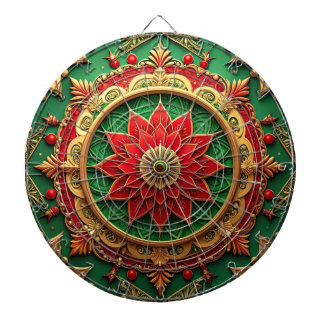 Red Green Decorative Floral Dartboard