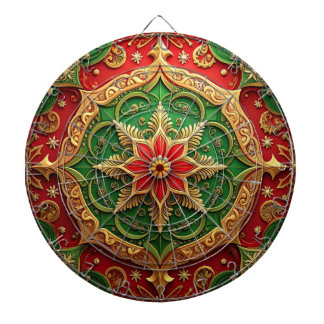 Red Green Decorative Floral Dartboard